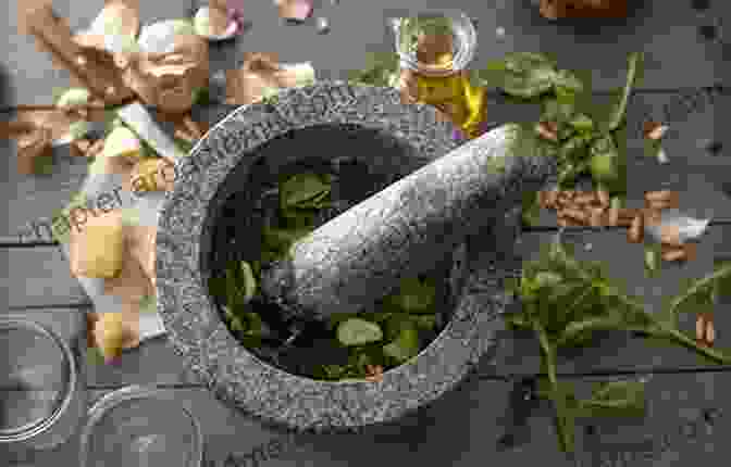 Image Of A Woman Carefully Mixing Herbs In A Glass Bowl, With A Mortar And Pestle Nearby, Surrounded By Dried Flowers And Herbs. Flower Essences From The Witch S Garden: Plant Spirits In Magickal Herbalism