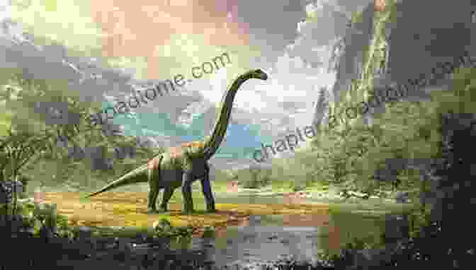 Majestic Brachiosaurus Towering Over Prehistoric Vegetation. VISUAL SEQUENCE: READING ABOUT DINOSAURS