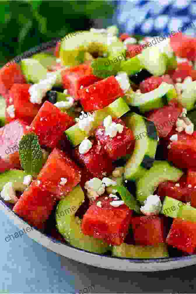 Refreshing Watermelon Feta Salad Adorned With Tangy Feta Cheese Hello 300 Watermelon Recipes: Best Watermelon Cookbook Ever For Beginners Summer Salads Cookbook Vodka Cocktail Recipes Frozen Cocktail Recipe Smoothie Bowl Cucumber Salad Recipe 1