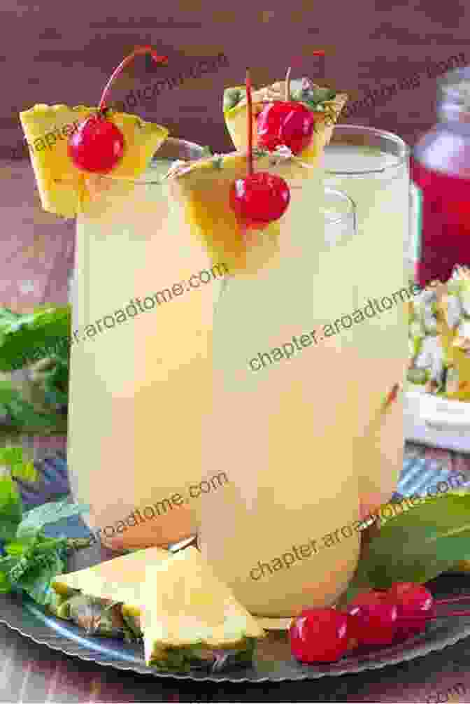 Tropical Cocktail With Fresh Fruits And Herbs Homemade Vitamin Water: 50 Delicious And Refreshing Recipes: How To Make Your Own Healthy And Revitalizing Fruit Infused Waters